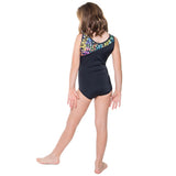 Scribbles Print and Black Lycra Leotard