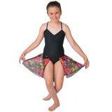 Classic Black Ballet Leotard and Black Hibiscus Dance Skirt