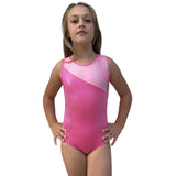 Luxury Lycra Pink/Silver Tile Girls Sleeveless Leotard