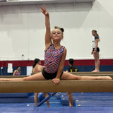 Girls Printed Pink Aztec Stretch Sleeveless Leotard with Black Shorts