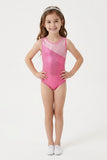 Luxury Lycra Pink/Silver Tile Girls Sleeveless Leotard