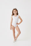 Girls Metallic Hearts Stretch Sleeveless Leotard