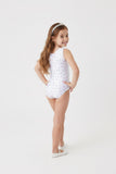 Girls Metallic Hearts Stretch Sleeveless Leotard