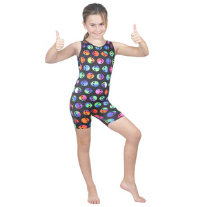 Unitard, Biketard for Gymnastics and Tumbling. Playsuit, Onesie, Alien Print Uni