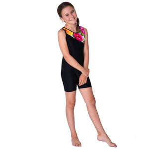 Hawaiian Print and Black Lycra Unitard