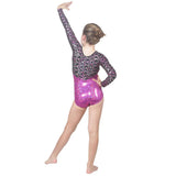 Long Sleeve Two-Tone Metallic Leotard and Matching Shorts