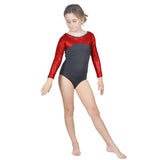 Long Sleeve Red Pebble Leotard w. Black Soft Short