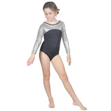 Long Sleeve Silver Pebble Leotard w. Black Soft Short