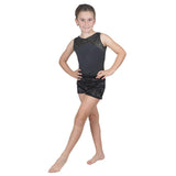 Sleeveless Black Pebble Hologram Leotard with Black Soft Short