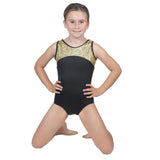 Sleeveless Gold Pebble Hologram Leotard with Black Soft Short
