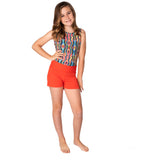 Hippy Girls Leotard w. Orange Stretch Shorts