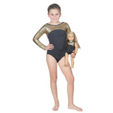 Long Sleeve Gold Pebble Leotard and Matching Doll Outfit