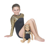 Long Sleeve Gold Pebble Leotard and Matching Doll Outfit