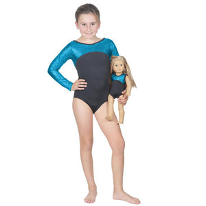 Long Sleeve Turquoise Leotard and Matching Doll Outfit