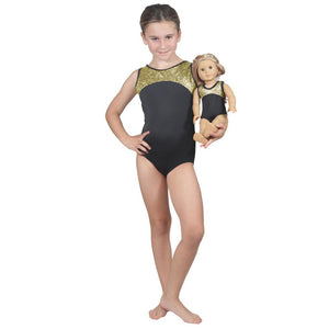 Gold Pebble Leotard and Matching Doll Outfit
