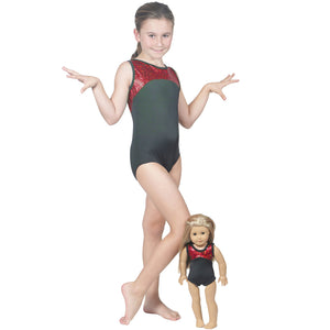Red Pebble Leotard and Matching Doll Outfit
