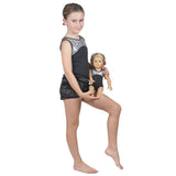 Silver Pebble Leotard w. Black Soft Short and Matching Doll Outfit