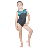 Turquoise Pebble Leotard w. Black Soft Short and Matching Doll Outfit