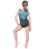 Turquoise Pebble Leotard w. Black Soft Short and Matching Doll Outfit