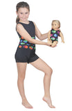 Two-Tone Alien Leotard and Shorts with Matching 18 Inch Doll Outfit