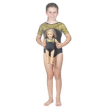 Short Sleeve Gold Pebble Hologram Leotard and Matching 18 Inch Doll Outfit