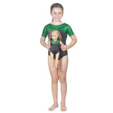 Short Sleeve Green Pebble Hologram Leotard and Matching 18 Inch Doll Outfit