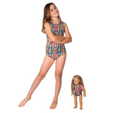 Hippy Girls Leotard w. Royal Shorts and Matching Doll Outfit
