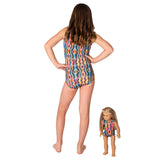 Hippy Girls Leotard w. Navy Shorts and Matching Doll Outfit