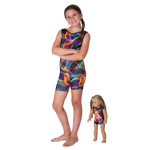 Rave Party Print Unitard w. Matching Doll Outfit