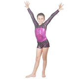 Long Sleeve Two-Tone Metallic Leotard and Matching Shorts