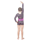 Long Sleeve Two-Tone Metallic Leotard and Matching Shorts