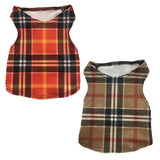 Set of 2 Small Breed Dog Tank-tan/red plaid