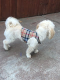 Set of 2 Small Breed Dog Tank-tan plaid/hearts