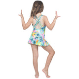 Neon Garden One Piece and Swim Skirt with Matching Doll Bathing Suit
