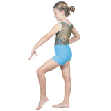 Peacock Print Mesh over Luxury Lycra Leo and Shorts