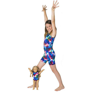 Thunderbolt Print Unitard w. Matching Doll Outfit