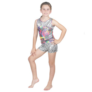 Metallic Zebra and Luvalamp Leotard w. Matching Shorts