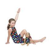 Gymnastics Unitard Aliens Print and Matching Doll Outfit
