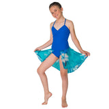 Classic Blue Ballet Leotard and Turquoise Hawaiian Dance Skirt