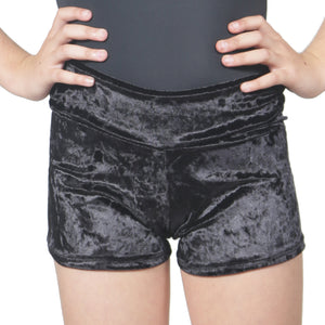 Black Crushed Velvet Soft Shorts