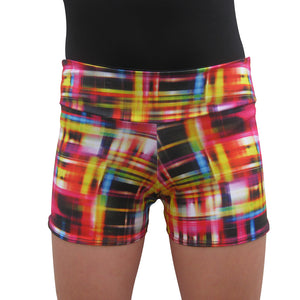 Optic Plaid Print Spandex Shorts