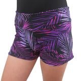 Purple Palm Print Spandex Shorts