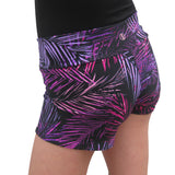 Purple Palm Print Spandex Shorts